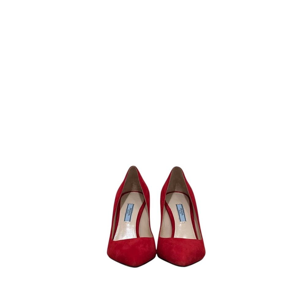 NWOB Prada Red Suede Pointed Toe Pumps  Sz.37.5 - Picture 2 of 6